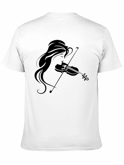 Violin Girl Graphic Tee - Black Cotton T-Shirt