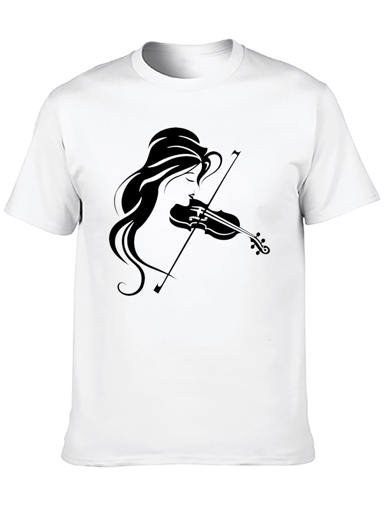 Violin Girl Graphic Tee - Black Cotton T-Shirt