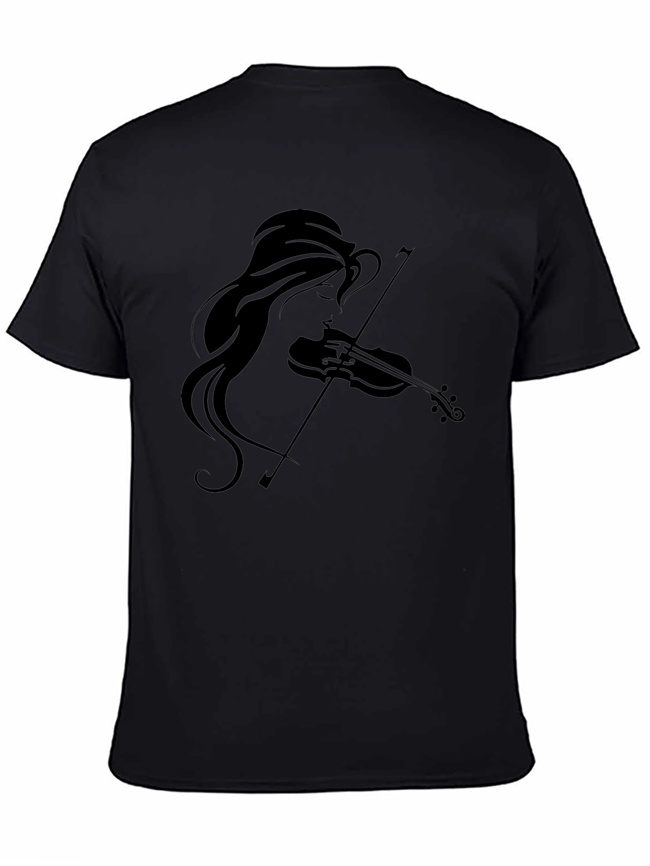 Violin Girl Graphic Tee - Black Cotton T-Shirt