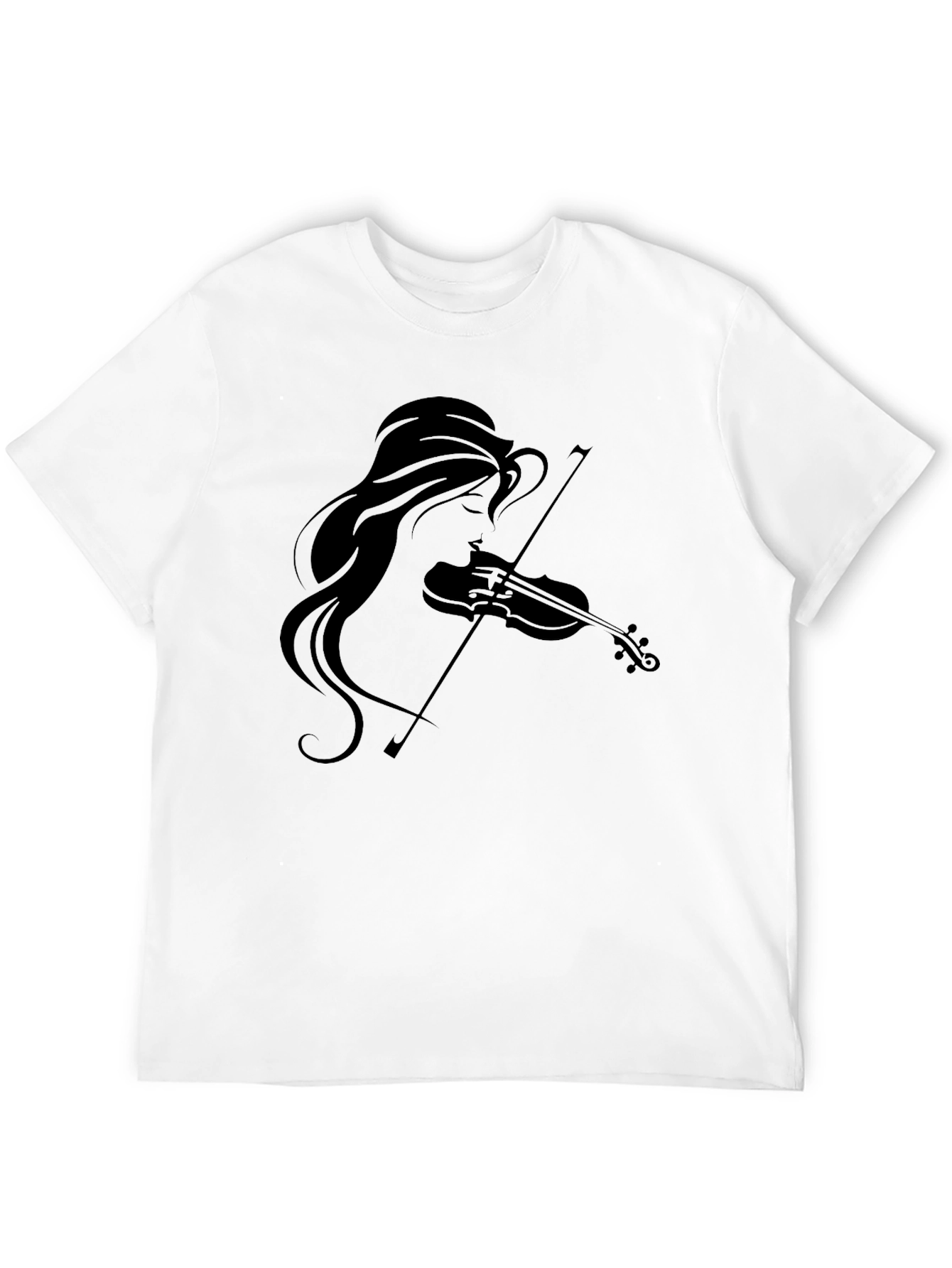 Violin Girl Graphic Tee - Black Cotton T-Shirt