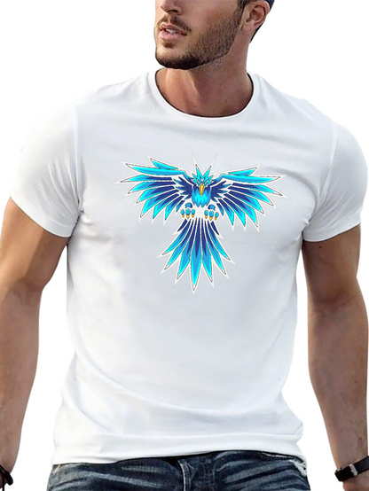 Cool Blue Phoenix Graphic Black T-Shirt