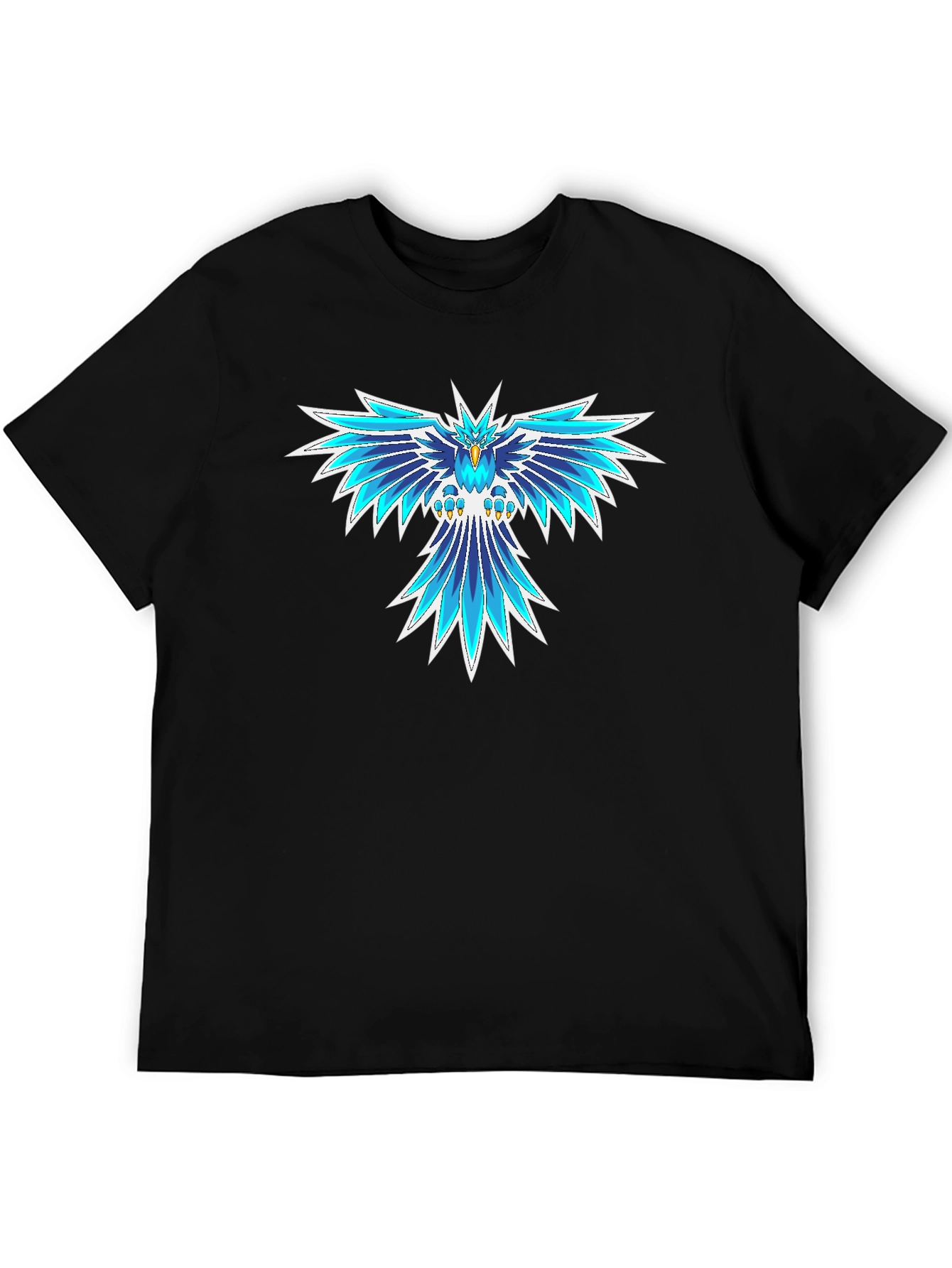 Cool Blue Phoenix Graphic Black T-Shirt