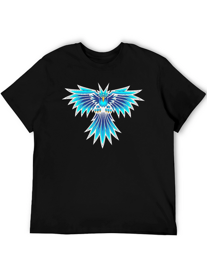 Cool Blue Phoenix Graphic Black T-Shirt