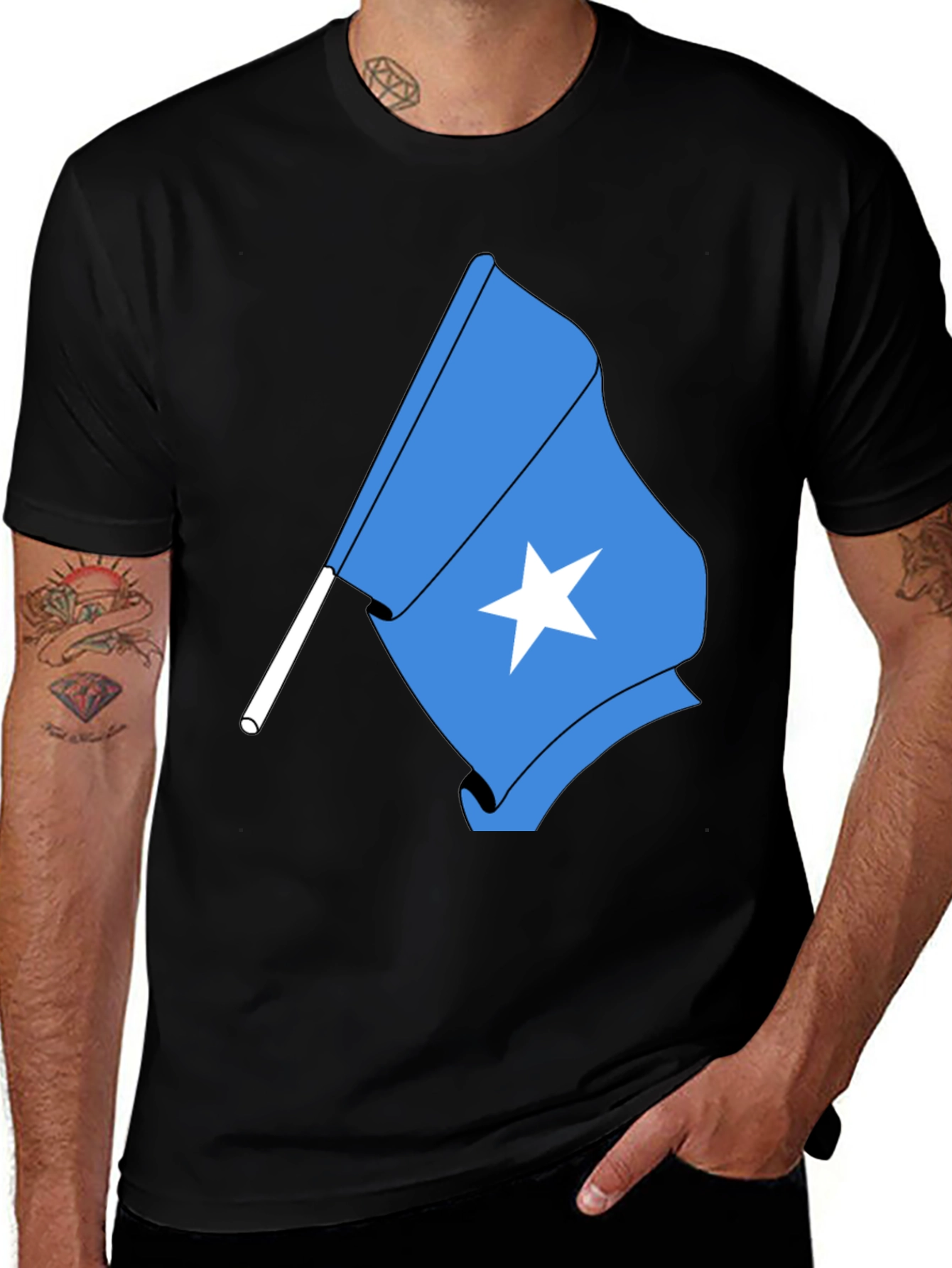 Somalia Flag T-Shirt - Black Tee