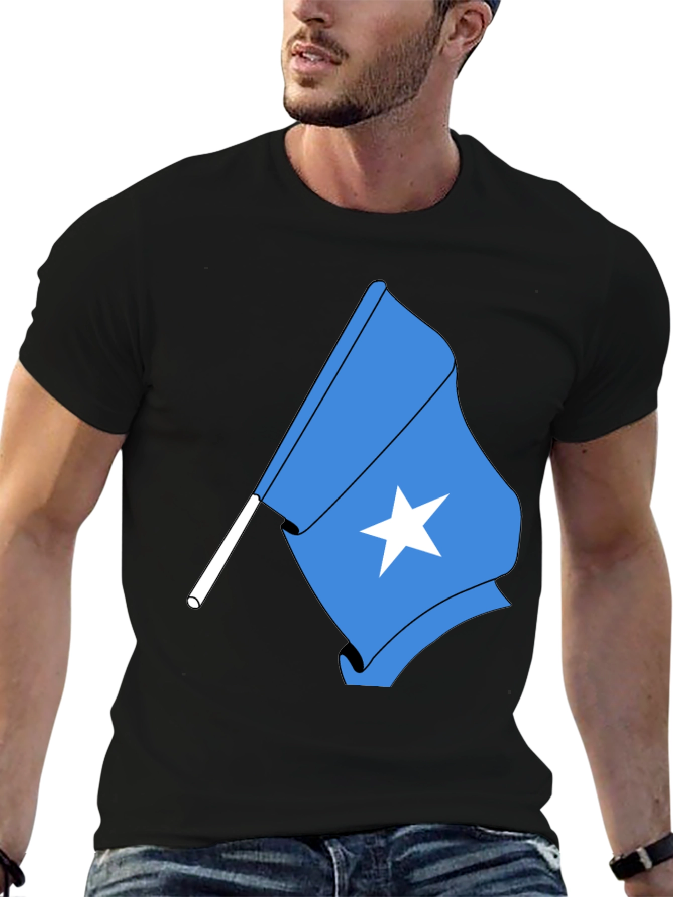 Somalia Flag T-Shirt - Black Tee