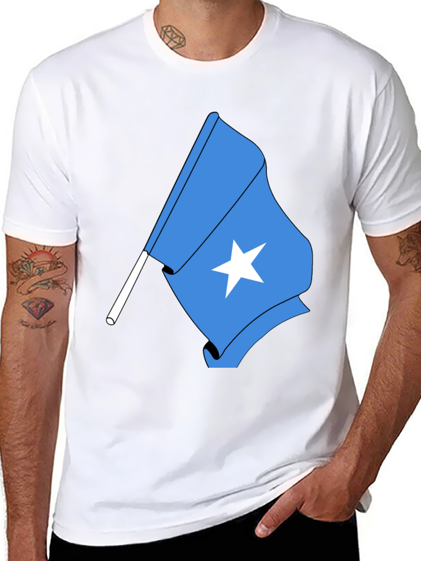 Somalia Flag T-Shirt - Black Tee