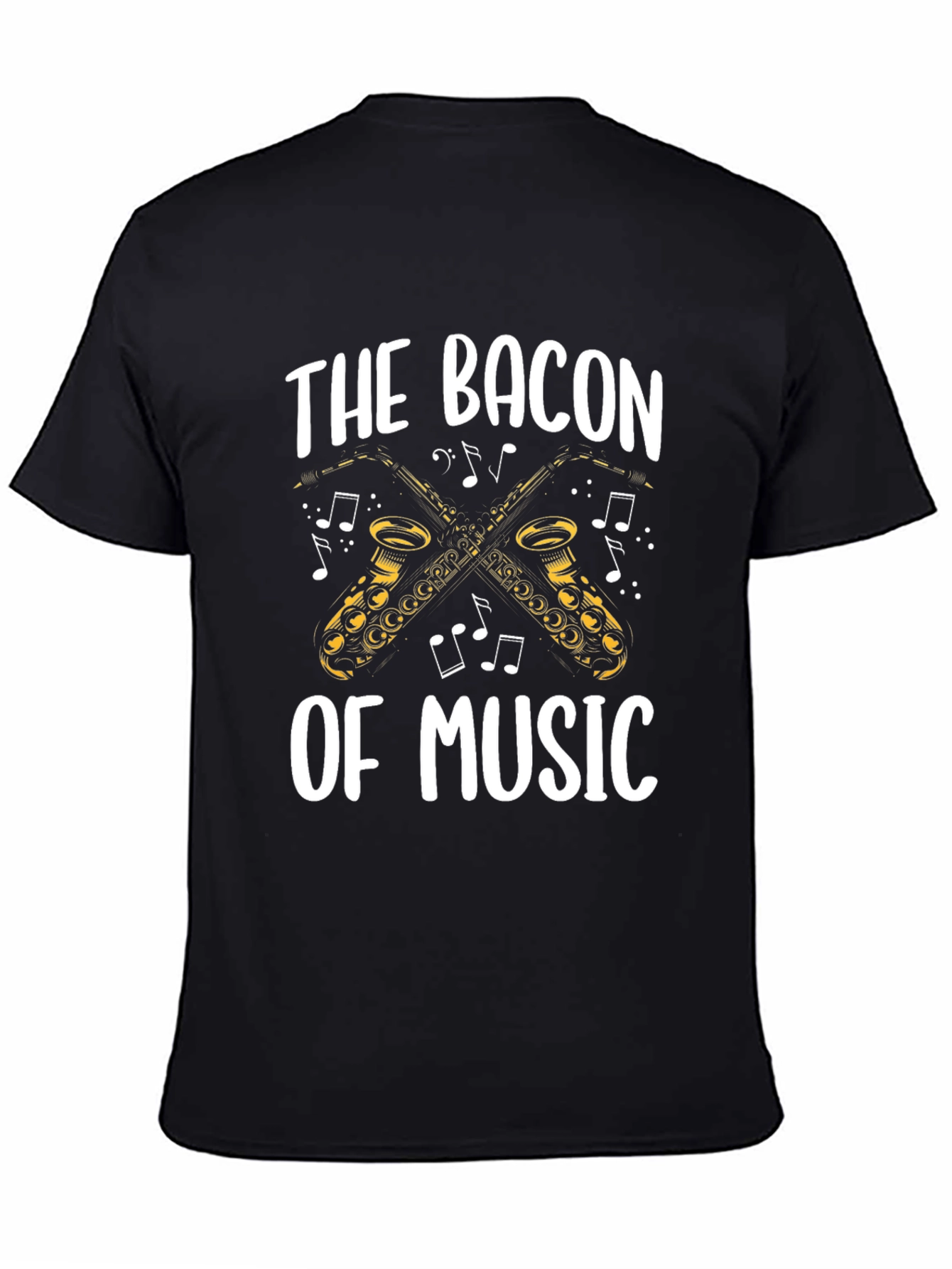 Bacon of Music Saxophone T-Shirt - Black Cotton Tee
