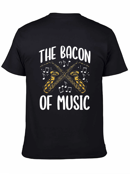 Bacon of Music Saxophone T-Shirt - Black Cotton Tee