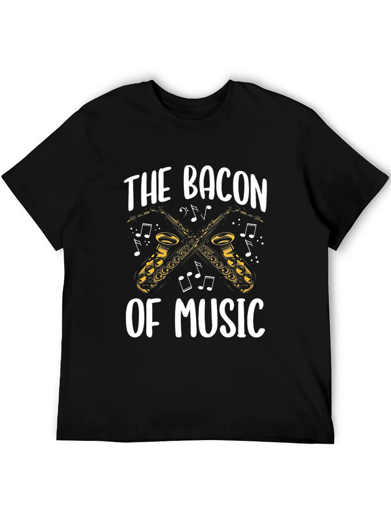Bacon of Music Saxophone T-Shirt - Black Cotton Tee