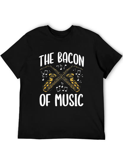 Bacon of Music Saxophone T-Shirt - Black Cotton Tee