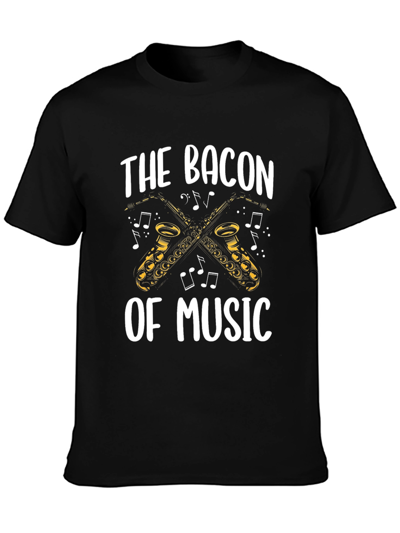 Bacon of Music Saxophone T-Shirt - Black Cotton Tee