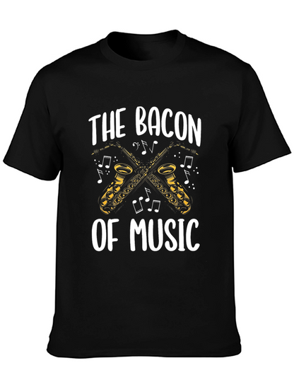 Bacon of Music Saxophone T-Shirt - Black Cotton Tee