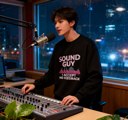 Unisex "Sound Guy No Feedback" Audio-Pro Graphic Sweatshirt