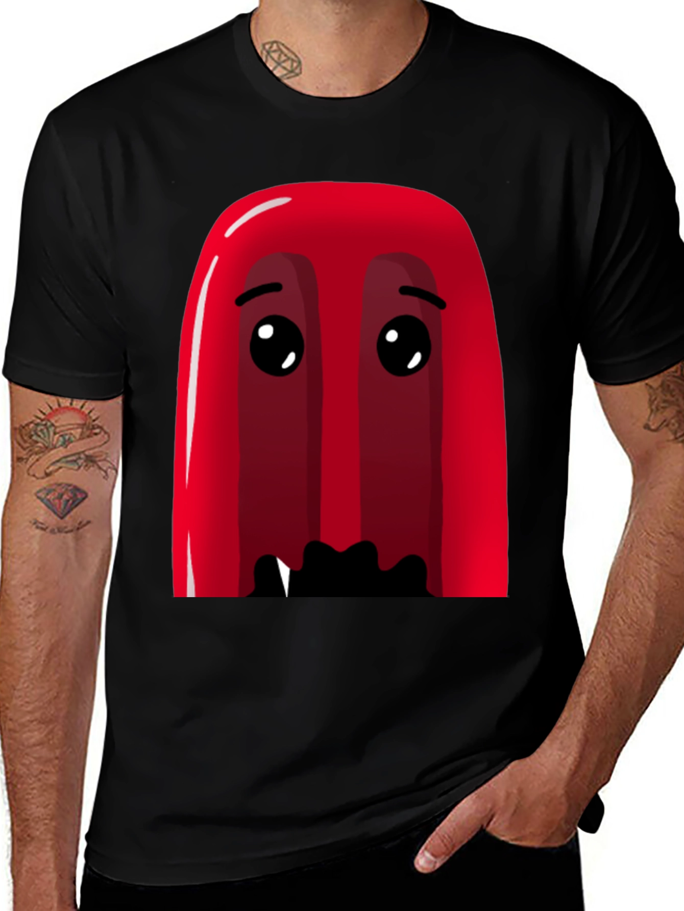 Red Cartoon Character Graphic Tee - Soft Cotton Blend