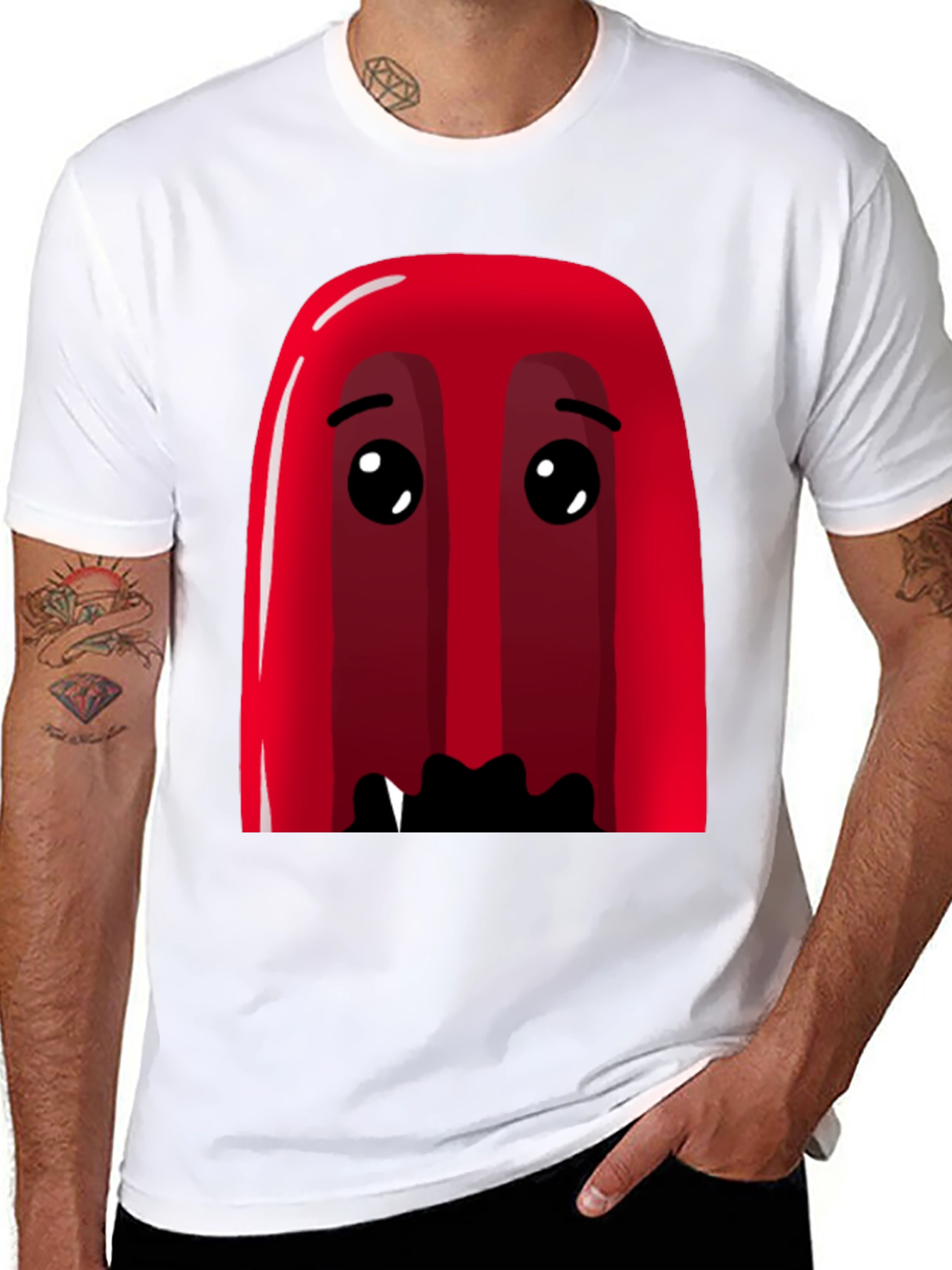 Red Cartoon Character Graphic Tee - Soft Cotton Blend