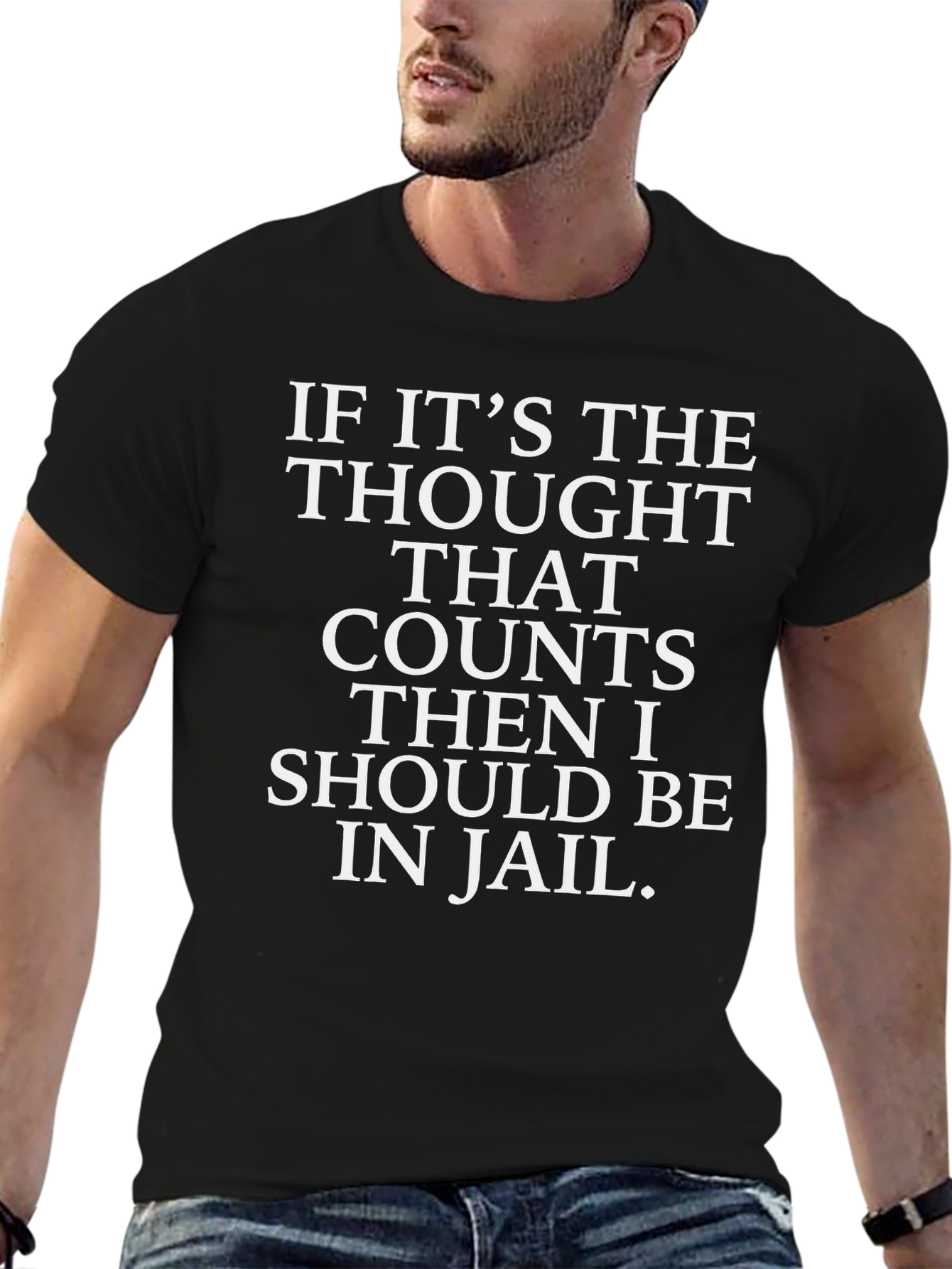 Funny Thought Counts Jail Black T-Shirt
