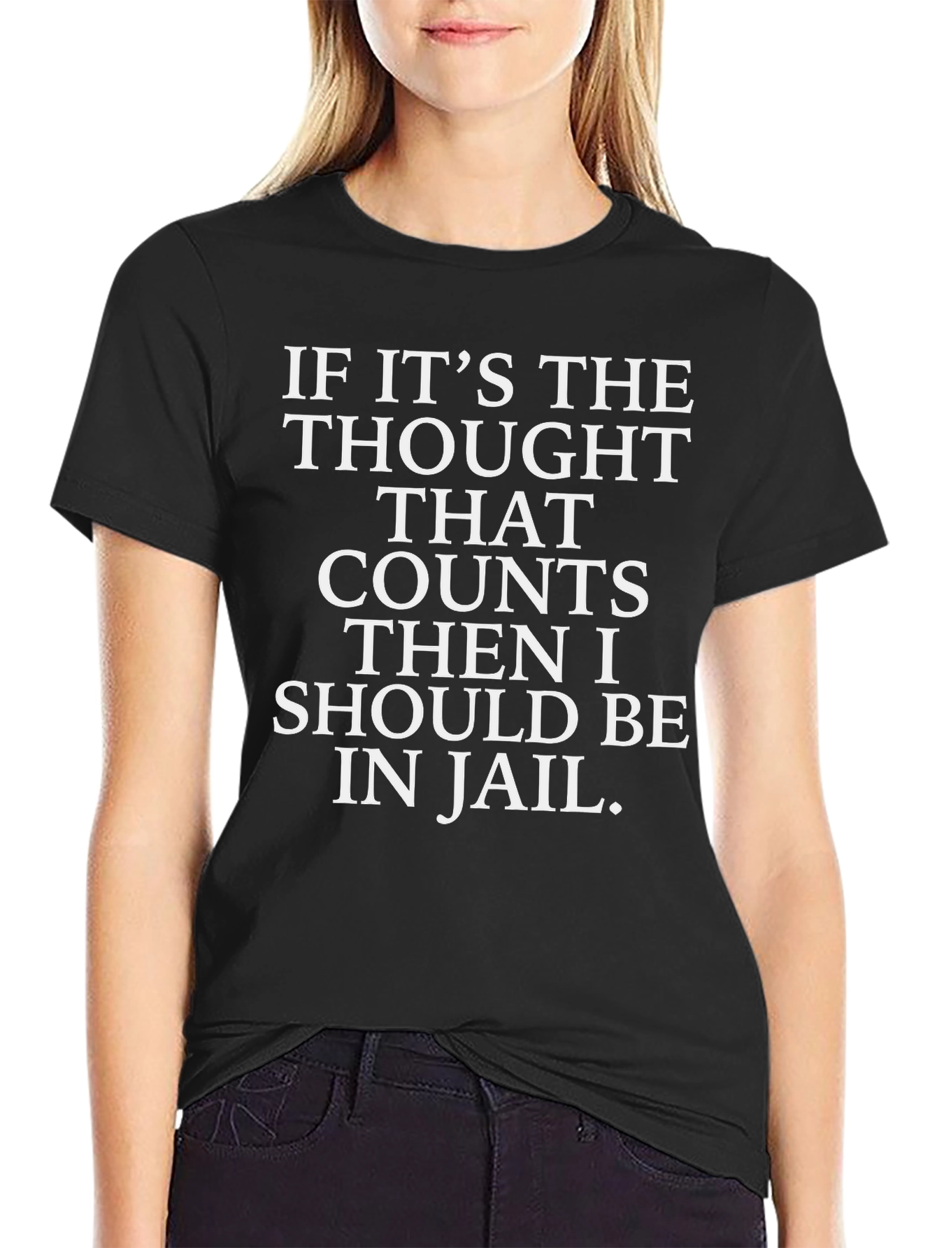 Funny Thought Counts Jail Black T-Shirt