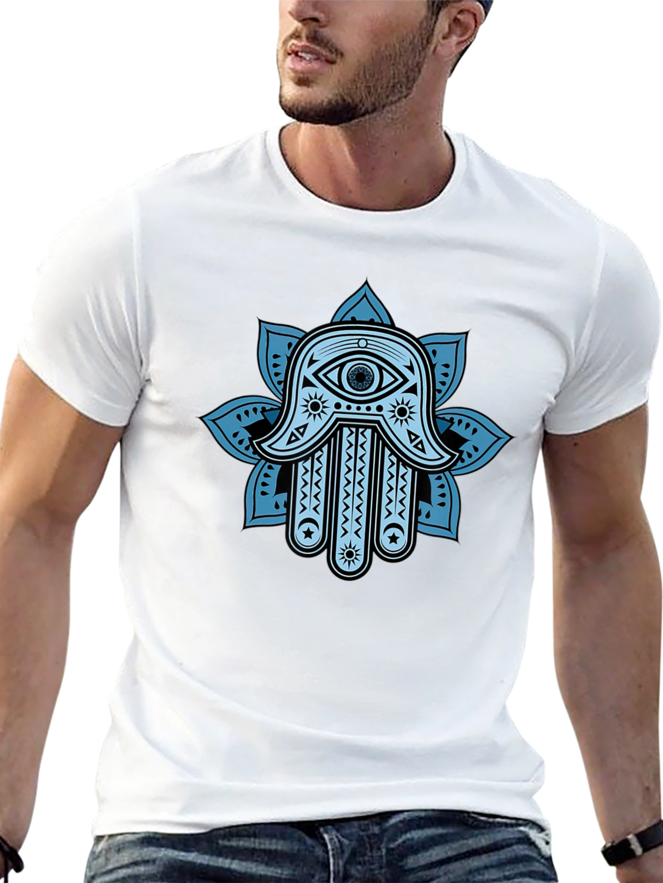 Hamsa Hand Graphic Print Crew Neck T-Shirt