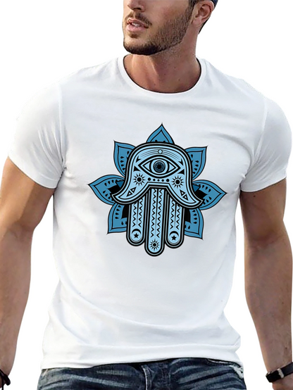 Hamsa Hand Graphic Print Crew Neck T-Shirt