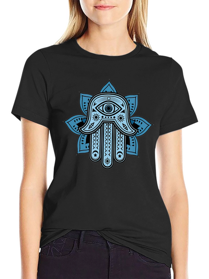 Hamsa Hand Graphic Print Crew Neck T-Shirt