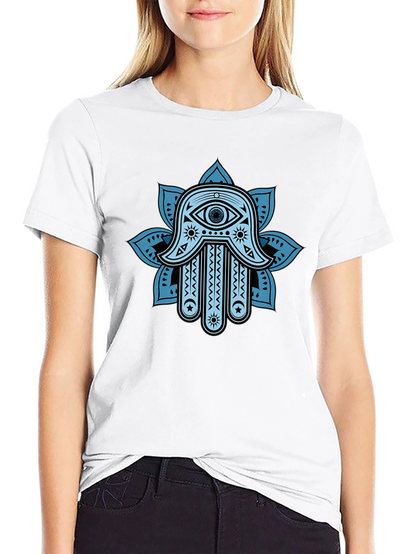 Hamsa Hand Graphic Print Crew Neck T-Shirt