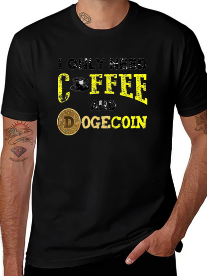Coffee & Dogecoin Graphic Tee - Crypto Lover T-Shirt