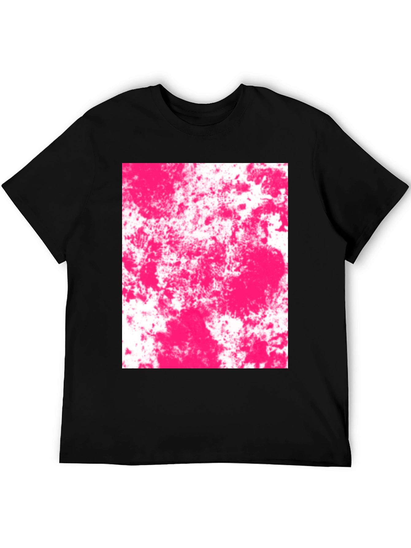 Abstract Pink Splatter Graphic Black T-Shirt