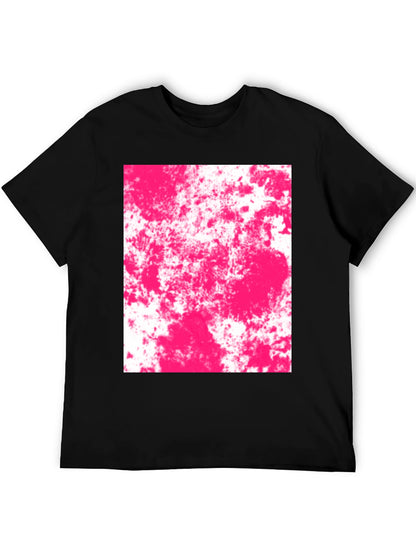 Abstract Pink Splatter Graphic Black T-Shirt