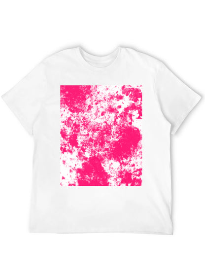 Abstract Pink Splatter Graphic Black T-Shirt