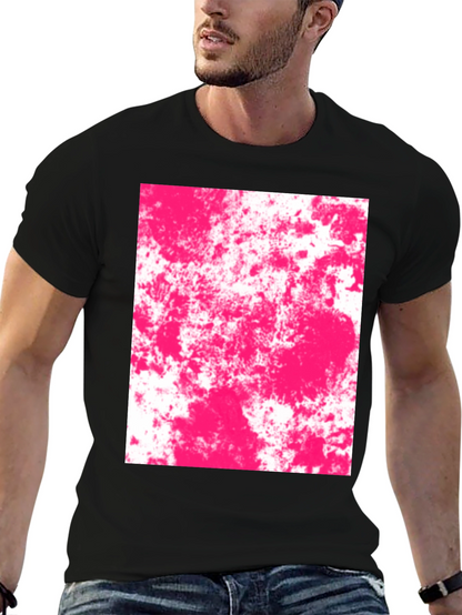 Abstract Pink Splatter Graphic Black T-Shirt
