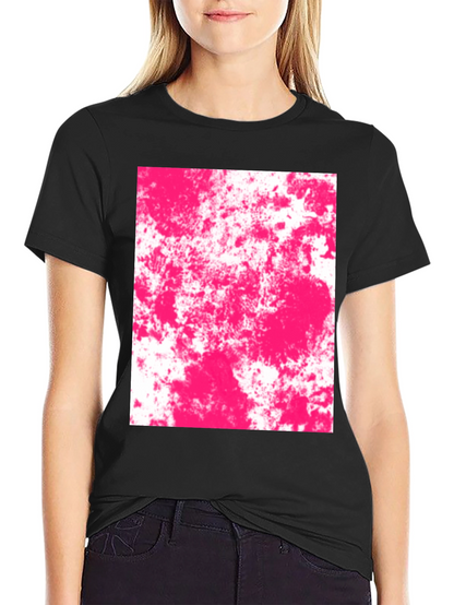 Abstract Pink Splatter Graphic Black T-Shirt
