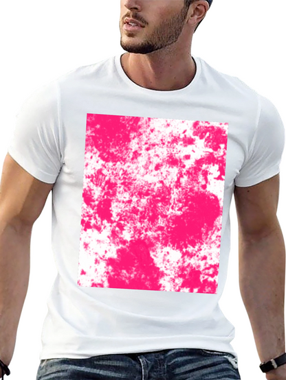 Abstract Pink Splatter Graphic Black T-Shirt