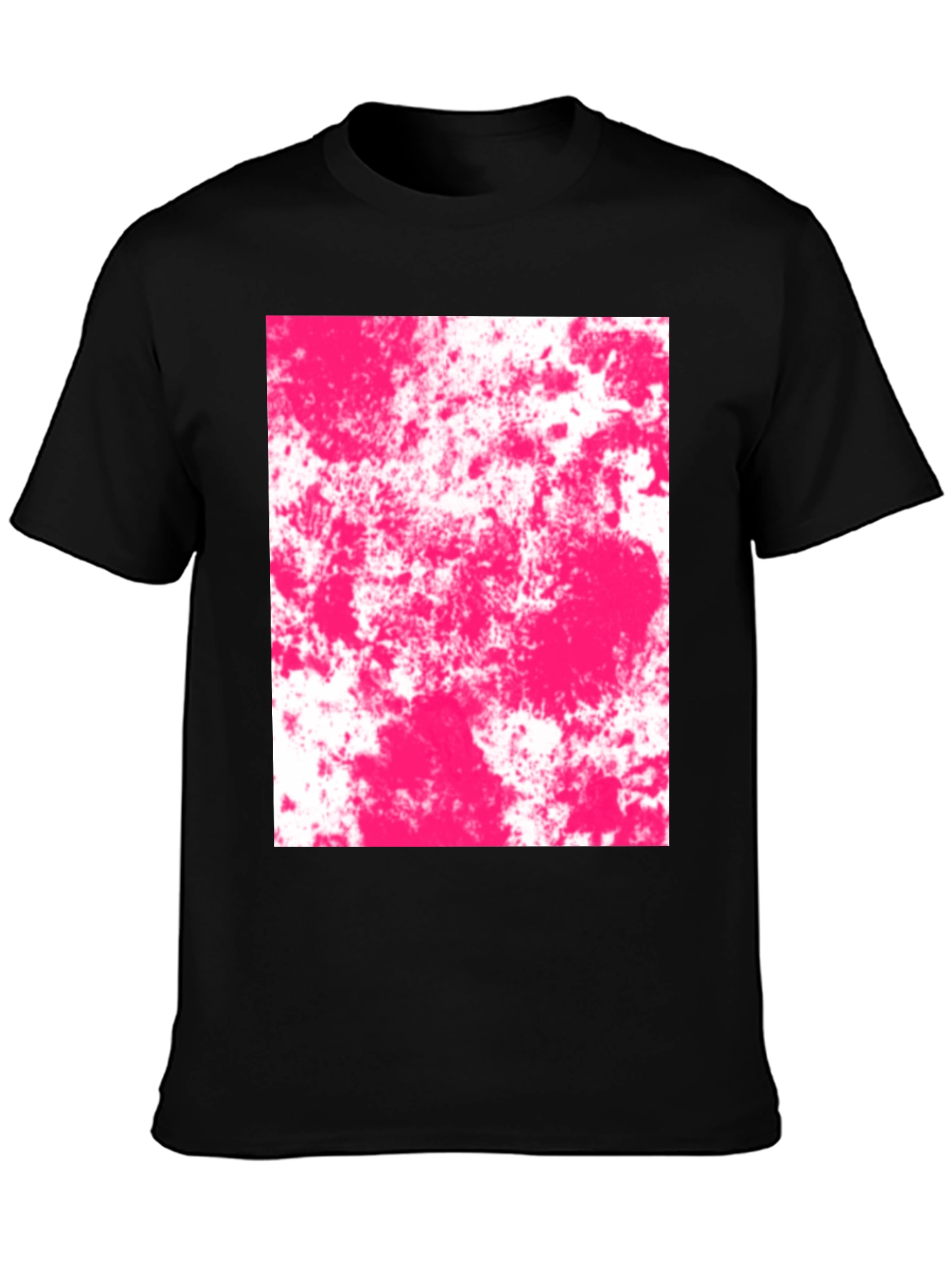 Abstract Pink Splatter Graphic Black T-Shirt