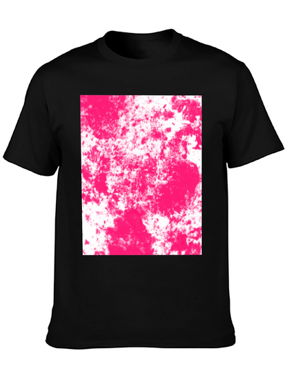Abstract Pink Splatter Graphic Black T-Shirt
