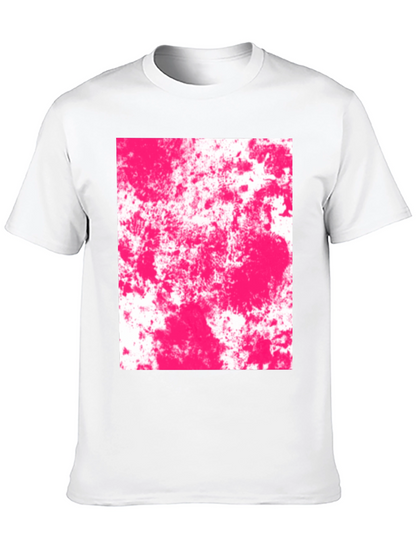 Abstract Pink Splatter Graphic Black T-Shirt