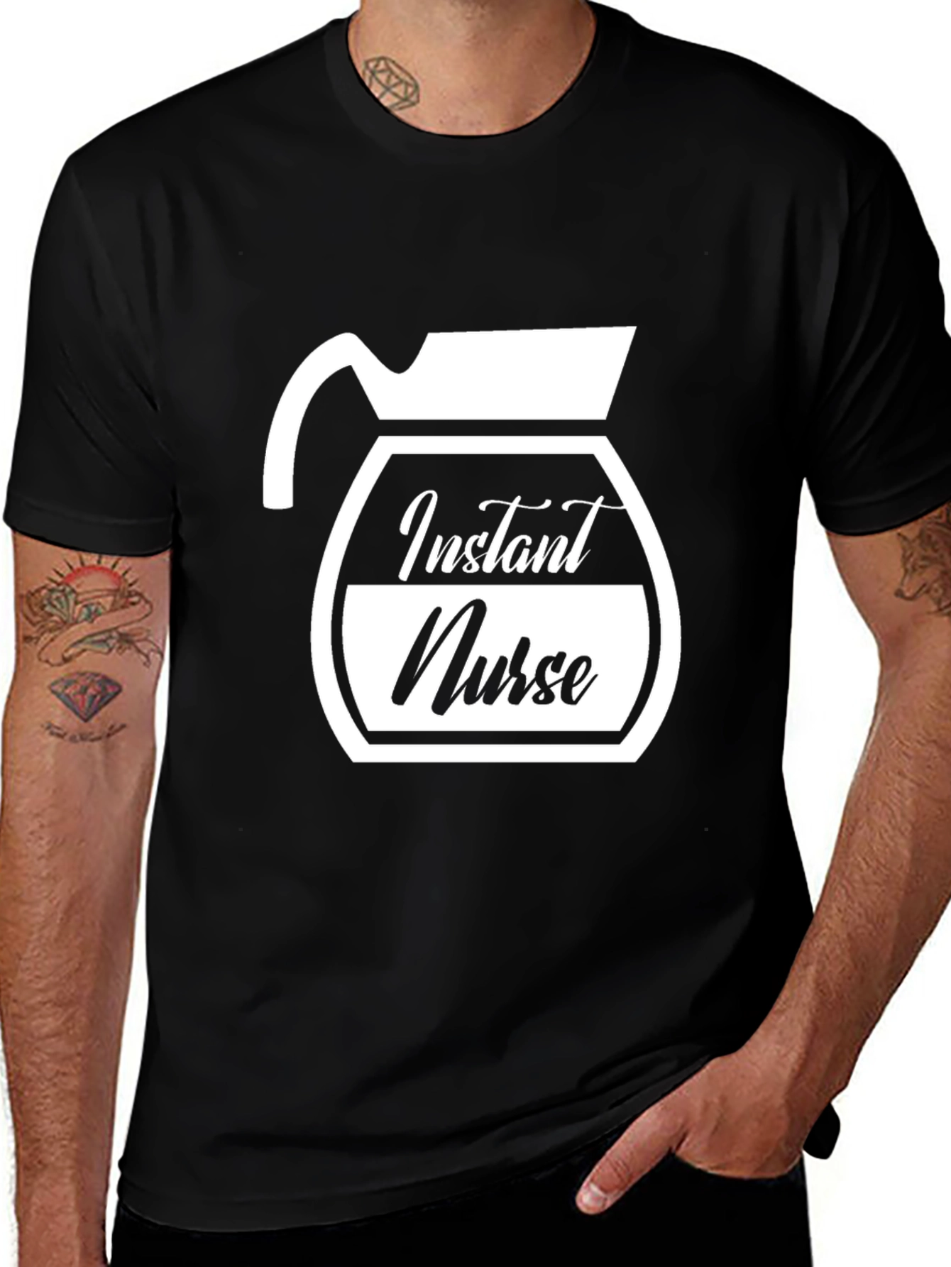 Instant Nurse Coffee Graphic T-Shirt - Black