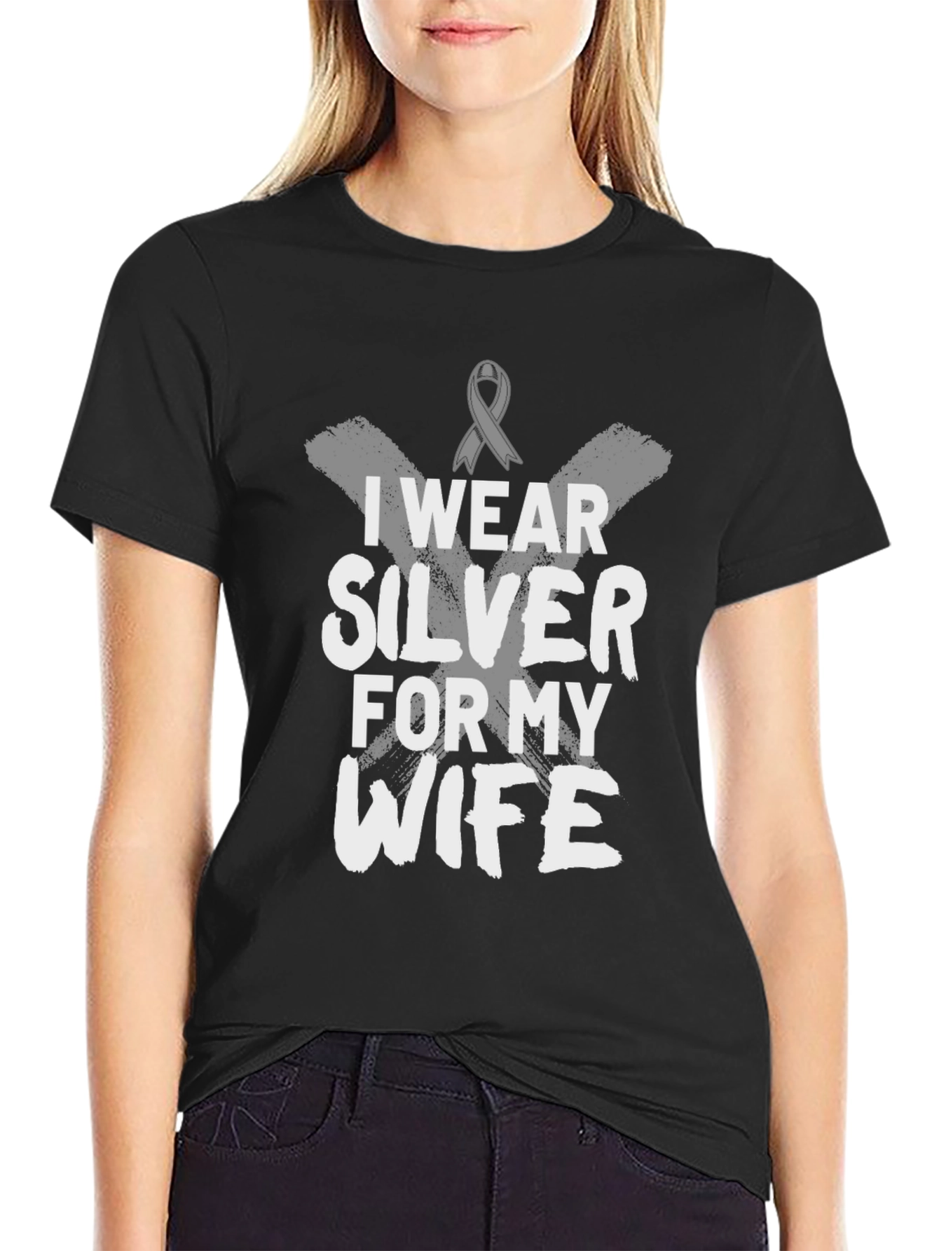 I Wear Silver For My Wife Awareness T-Shirt
