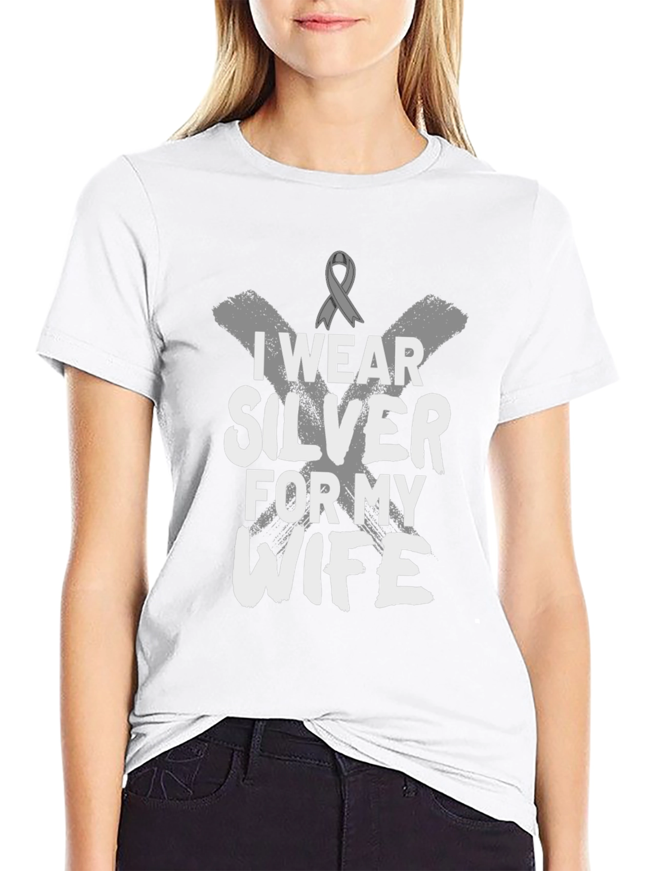 I Wear Silver For My Wife Awareness T-Shirt