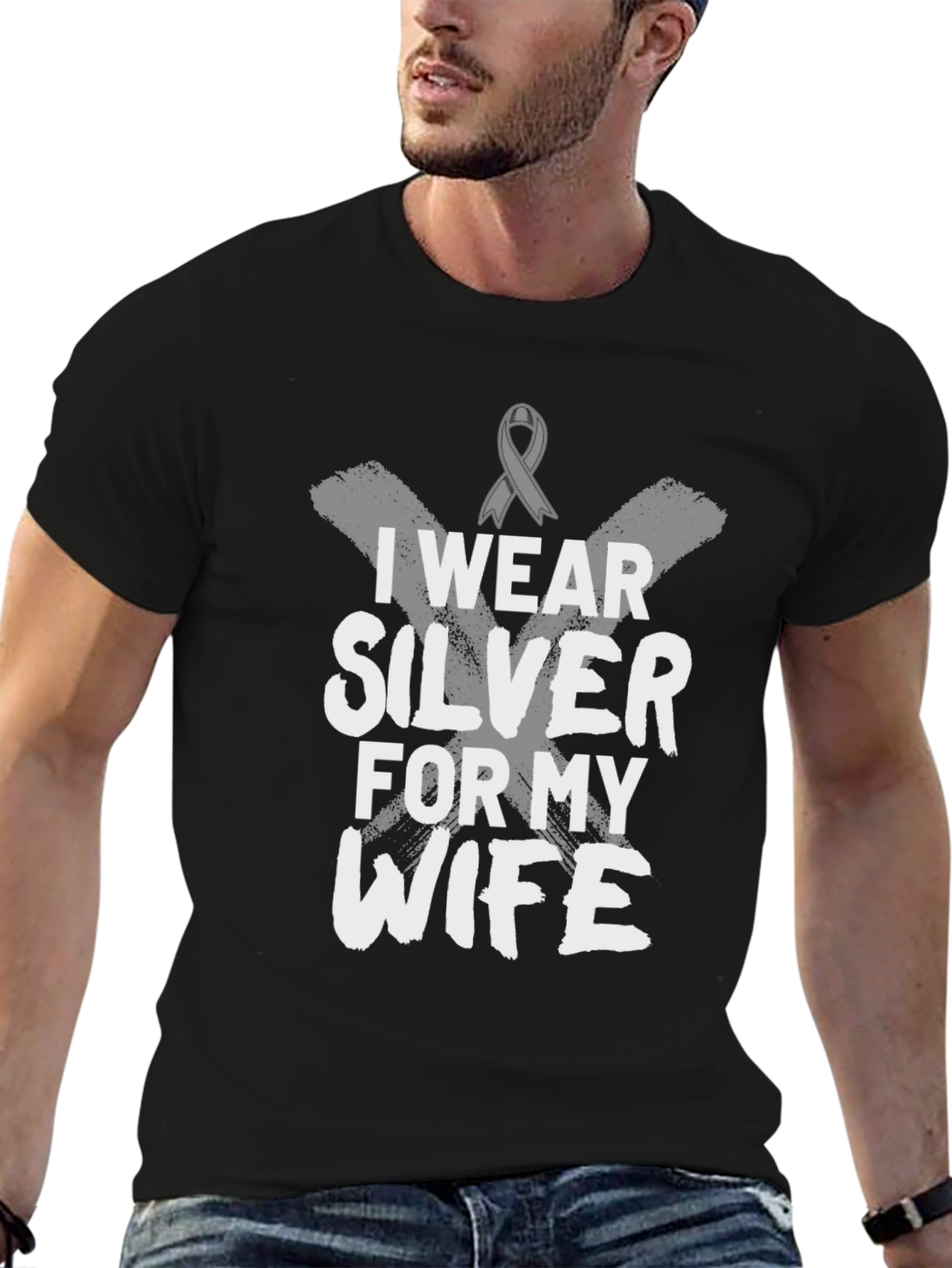I Wear Silver For My Wife Awareness T-Shirt