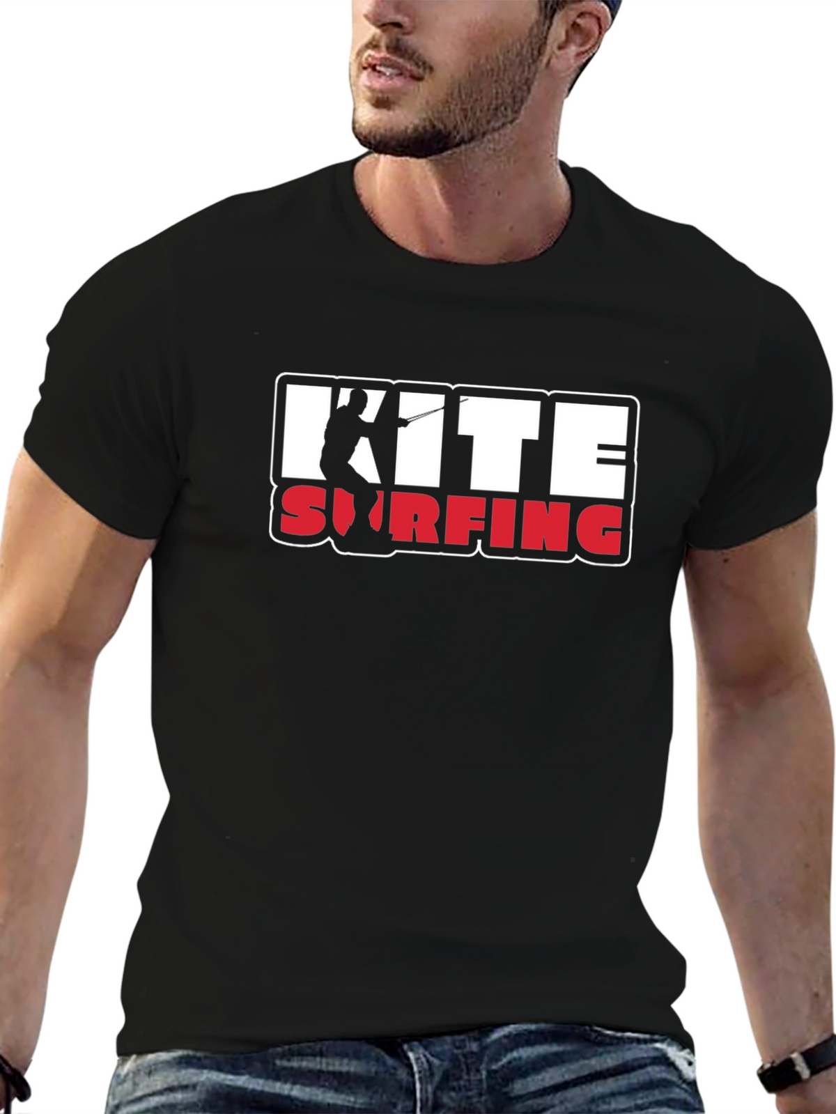 Kite Surfing Graphic Tee - Black
