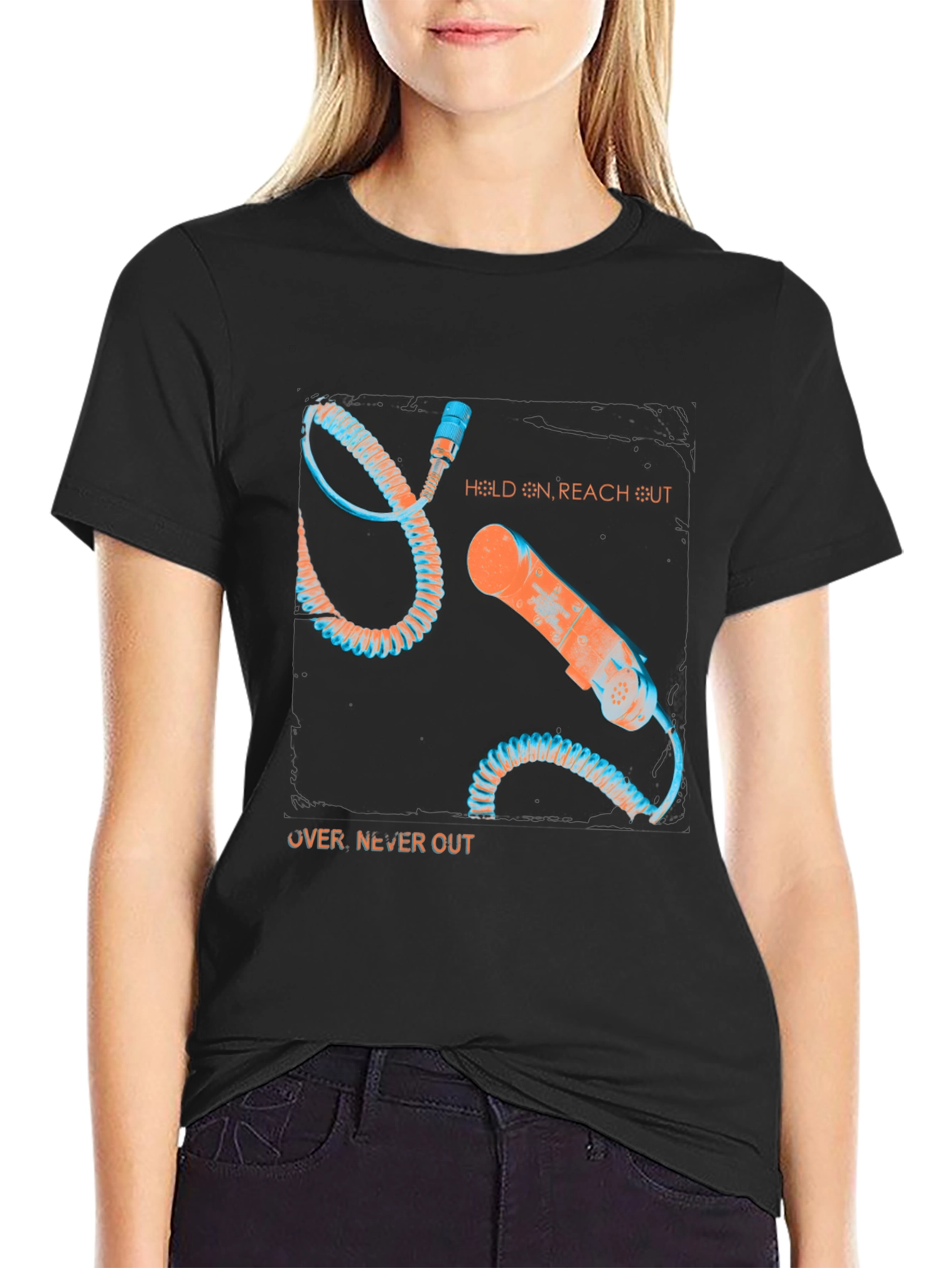 Retro Phone Graphic Tee - Hold On Reach Out