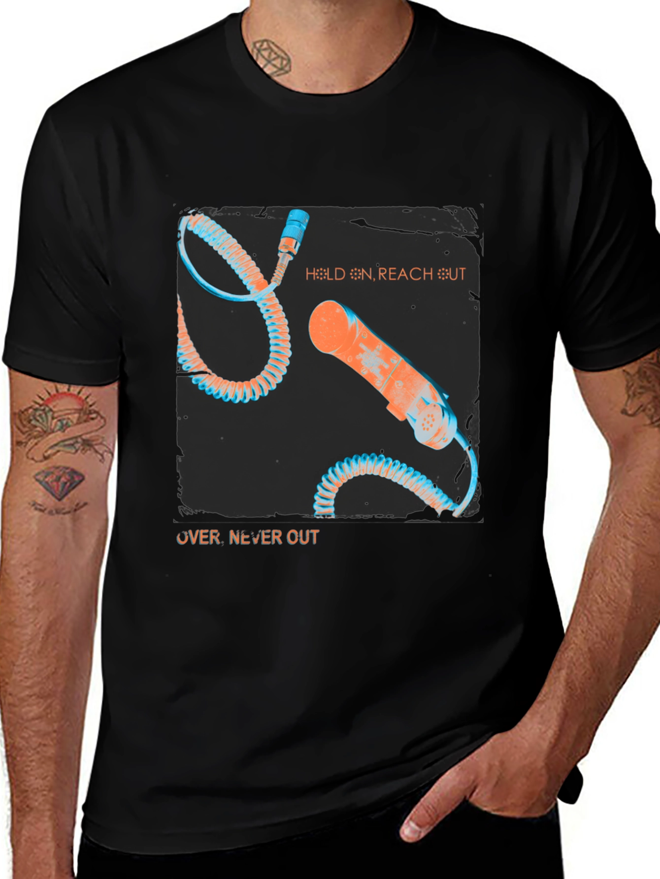 Retro Phone Graphic Tee - Hold On Reach Out
