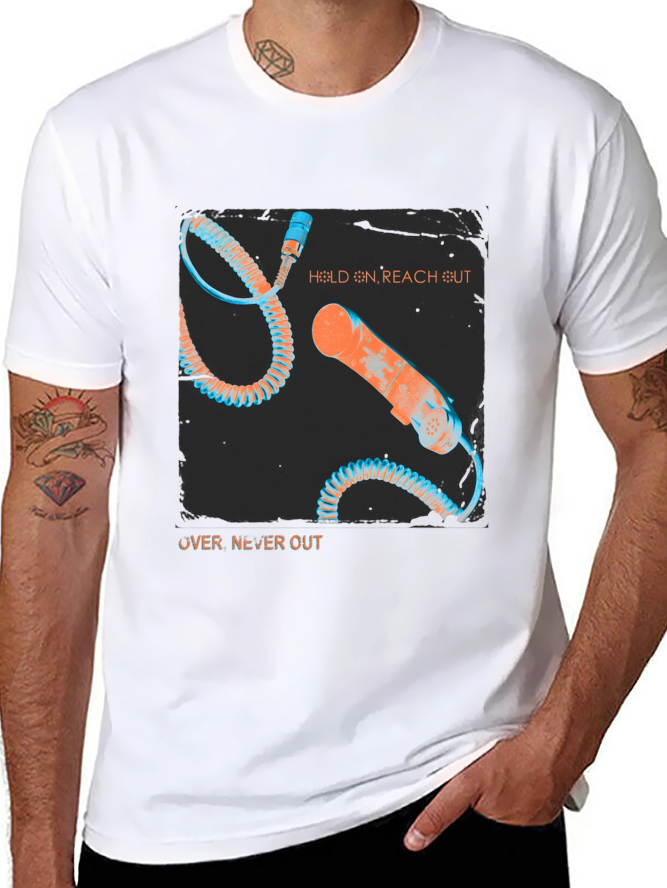 Retro Phone Graphic Tee - Hold On Reach Out