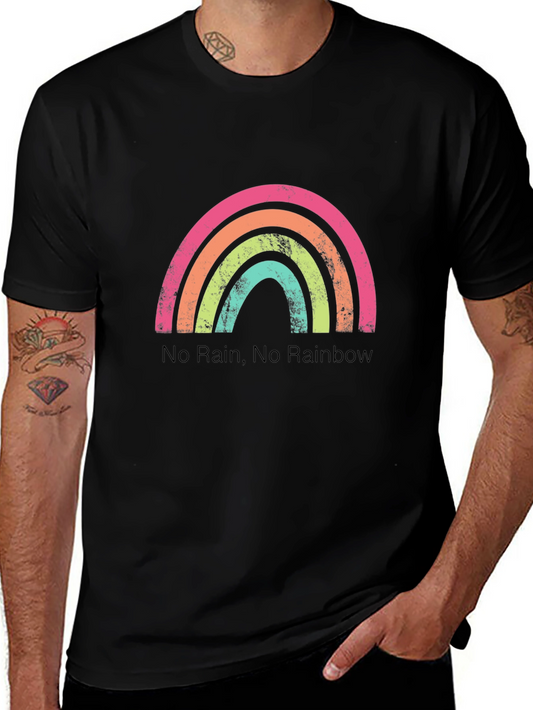 Rainbow Graphic T-Shirt - No Rain No Rainbow