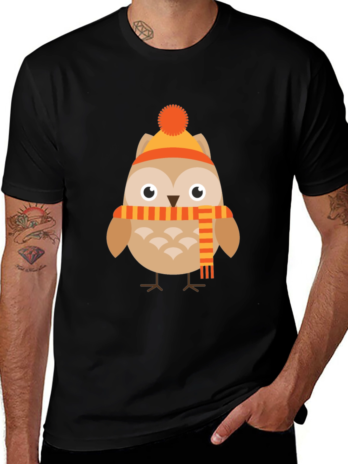 Owl in Winter Gear Graphic Tee