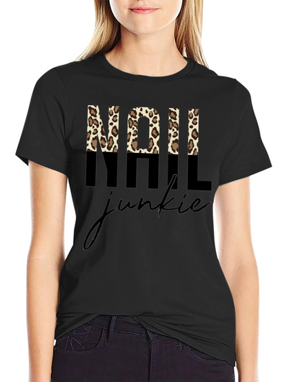 Nail Junkie Leopard Print Graphic Tee