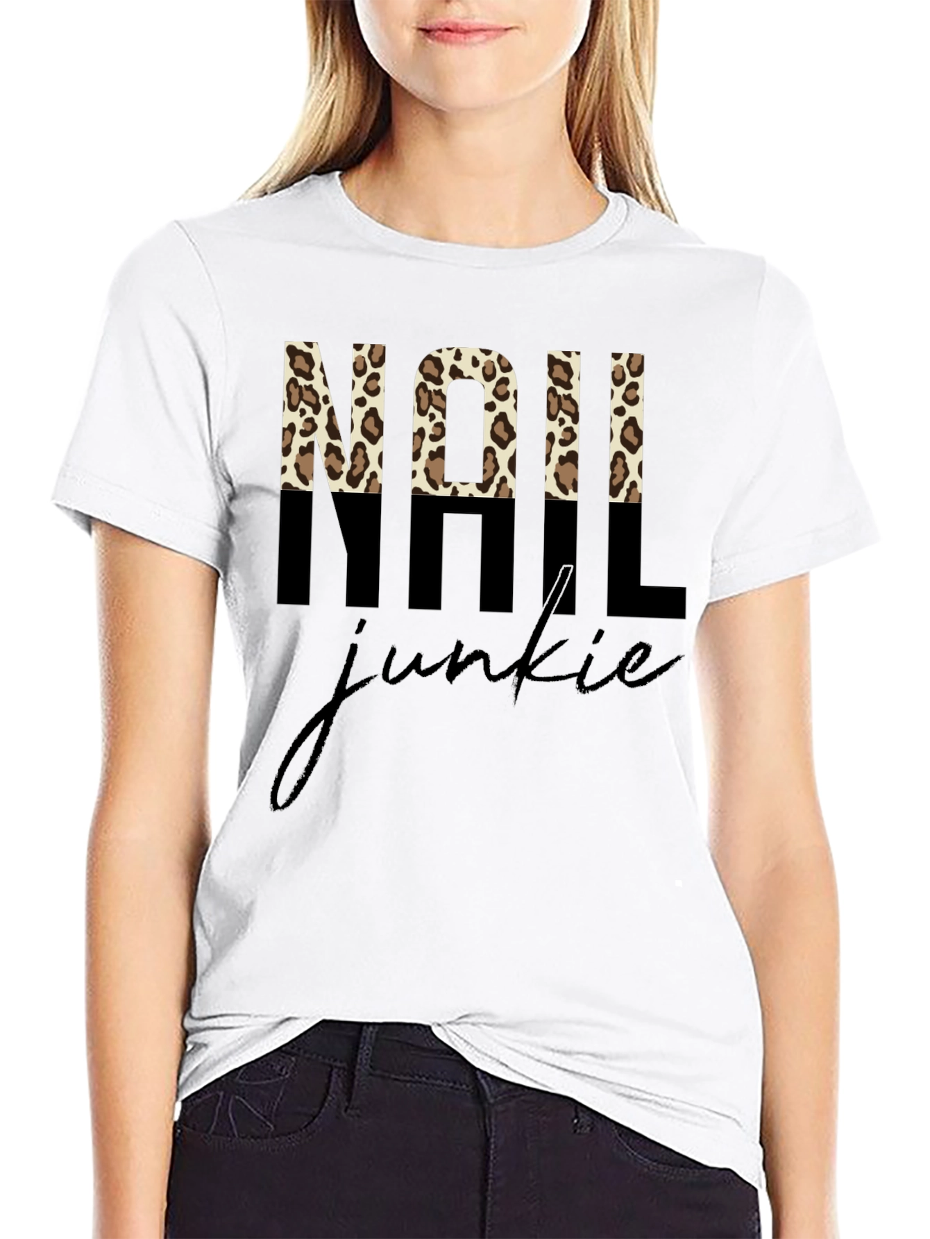 Nail Junkie Leopard Print Graphic Tee