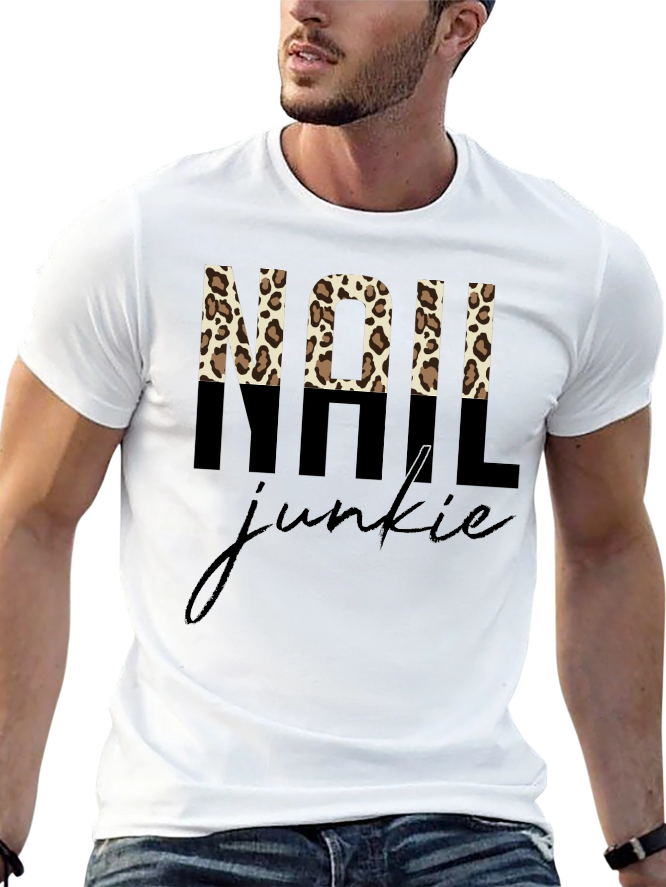 Nail Junkie Leopard Print Graphic Tee