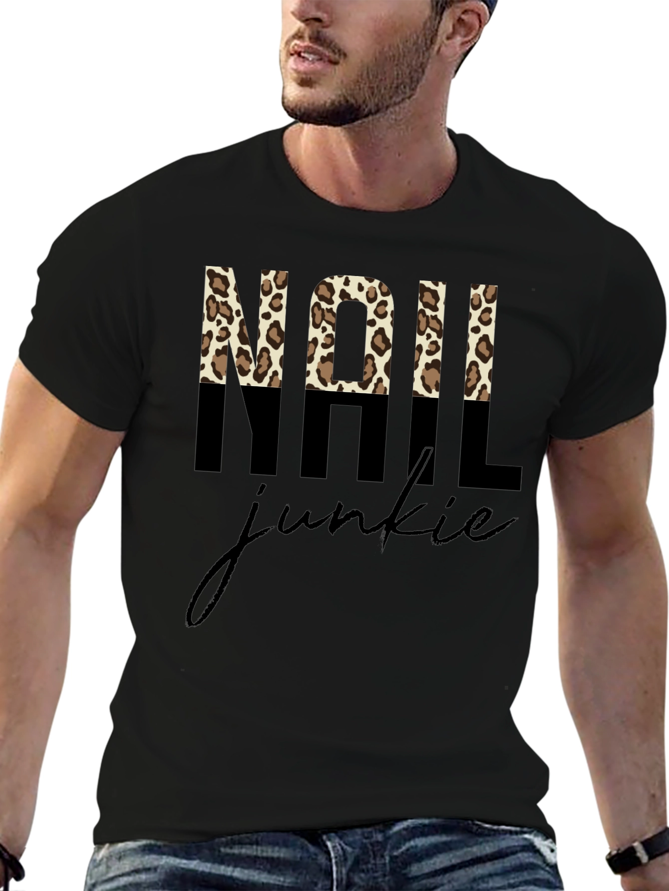 Nail Junkie Leopard Print Graphic Tee