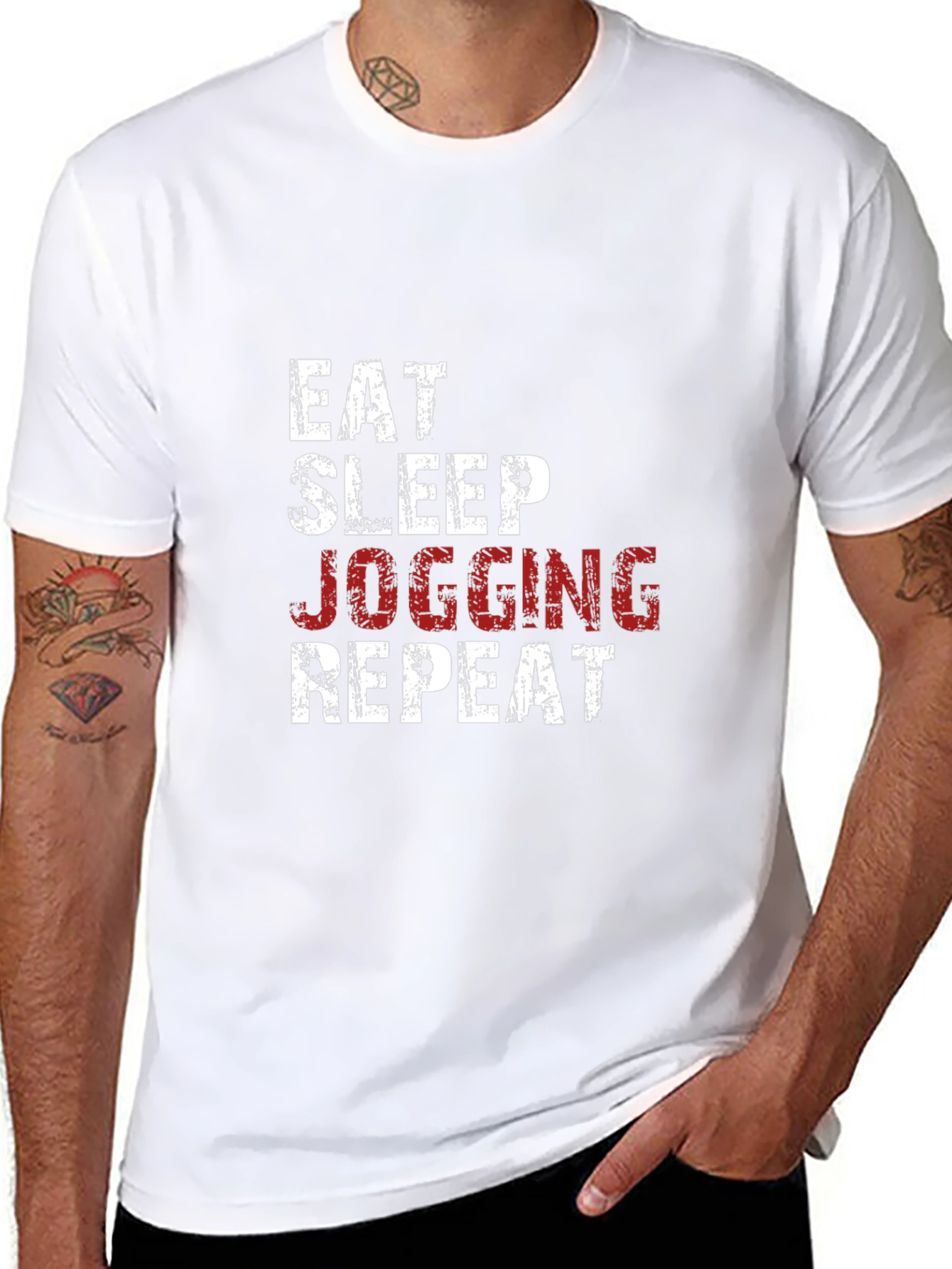 Eat Sleep Jogging Repeat Graphic Tee - Black